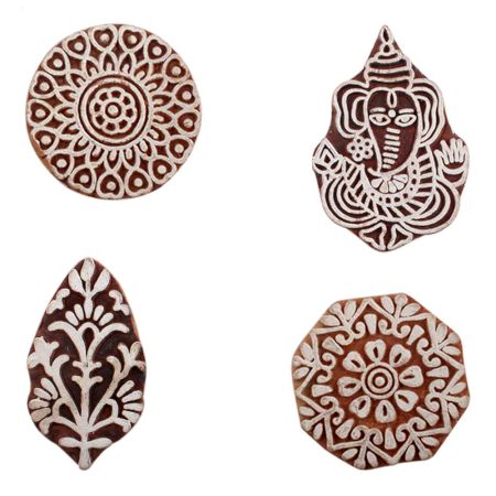 Set of 4 Piece New Mix Wooden Printing Block